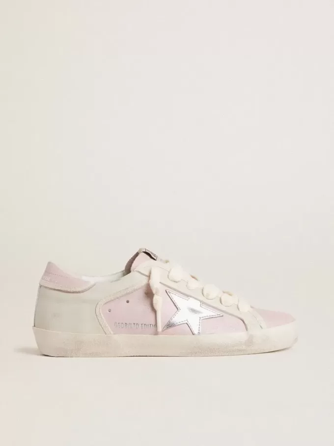 Super-Star LTD aus rosa Leder mit silberfarbenem Lederstern und rosa Lederabsatzlasche Super-Star LTD aus rosa Leder mit silberfarbenem Lederstern und rosa Lederabsatzlasche