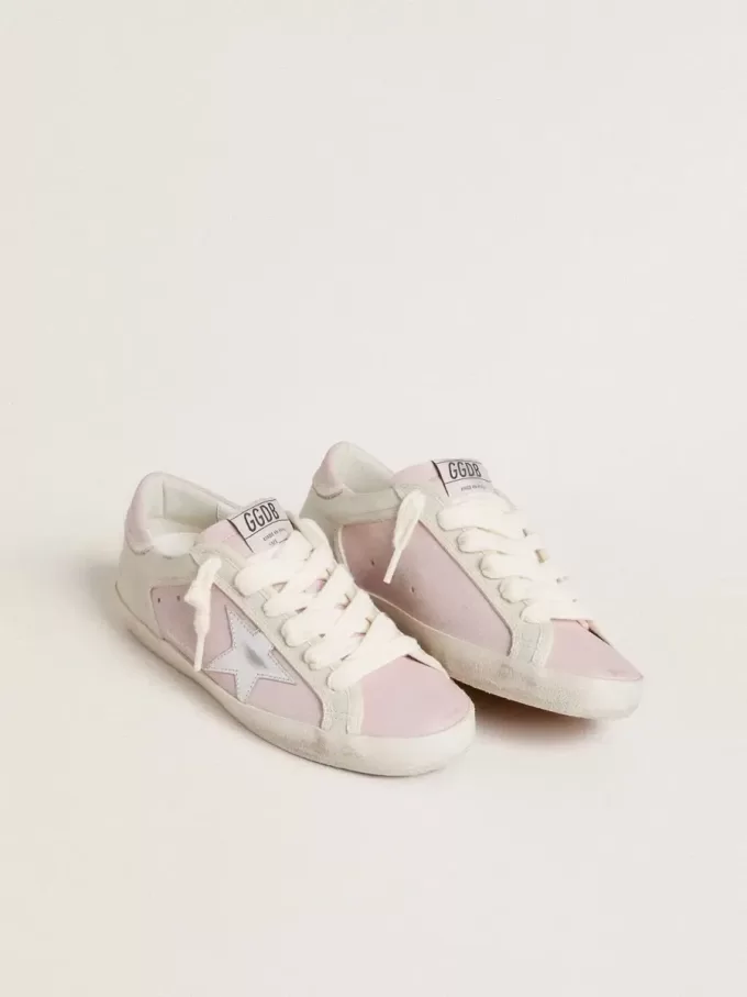 Super-Star LTD aus rosa Leder mit silberfarbenem Lederstern und rosa Lederabsatzlasche Super-Star LTD aus rosa Leder mit silberfarbenem Lederstern und rosa Lederabsatzlasche