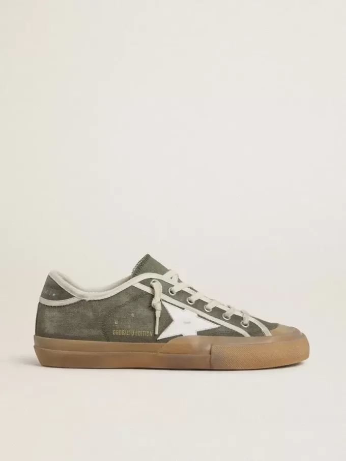Super-Star LTD für Damen aus grünem Canvas mit weißem Lederstern Super-Star LTD für Damen aus grünem Canvas mit weißem Lederstern