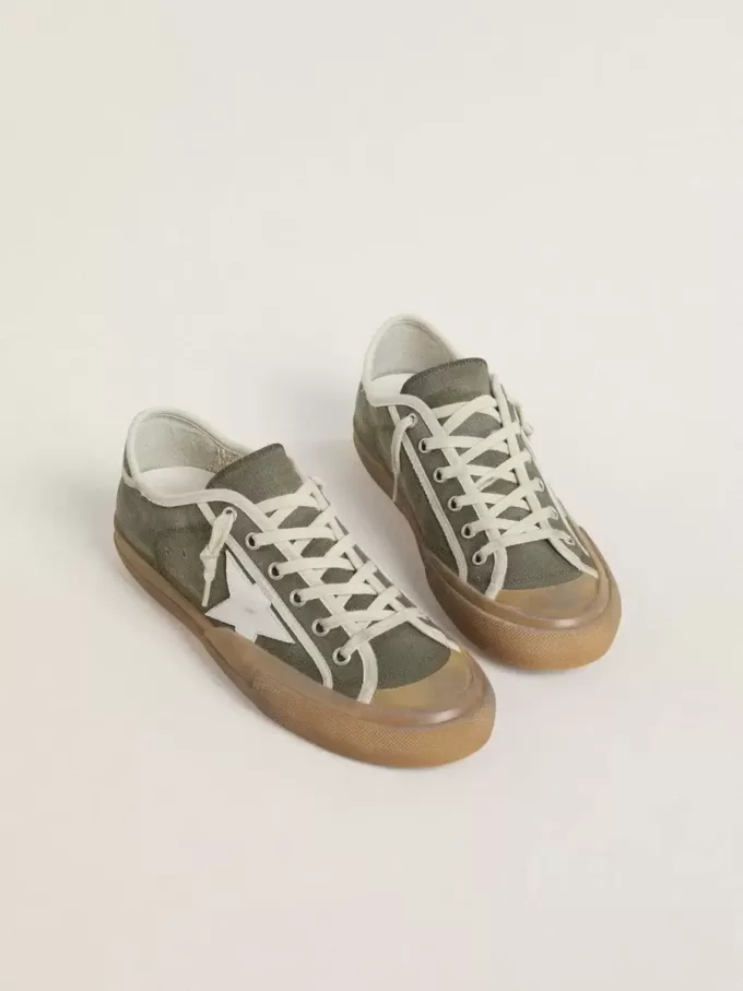 Super-Star LTD für Damen aus grünem Canvas mit weißem Lederstern Super-Star LTD für Damen aus grünem Canvas mit weißem Lederstern
