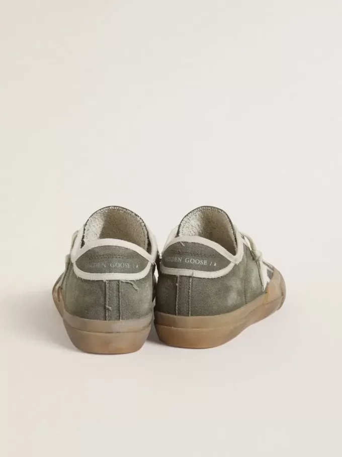 Super-Star LTD für Damen aus grünem Canvas mit weißem Lederstern Super-Star LTD für Damen aus grünem Canvas mit weißem Lederstern