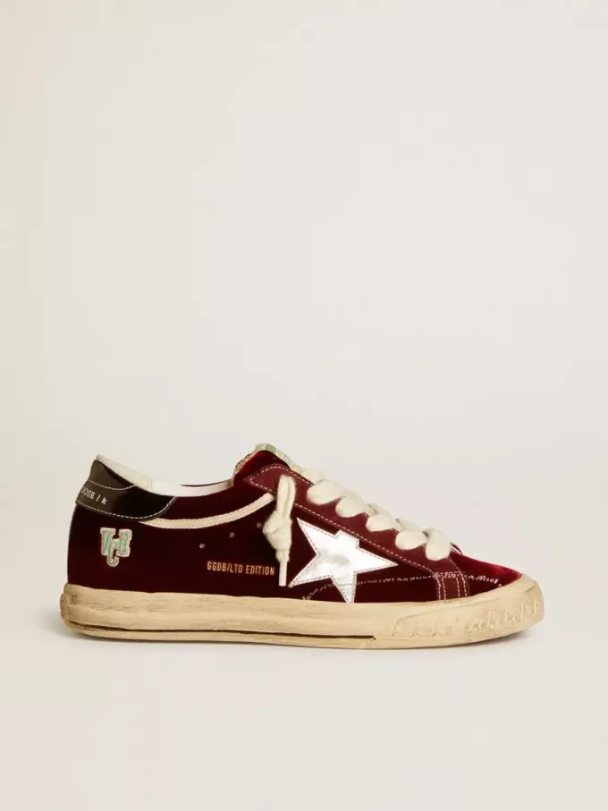 Super-Star LTD für Damen aus Samt mit metallischem Lederstern und Fersenlasche