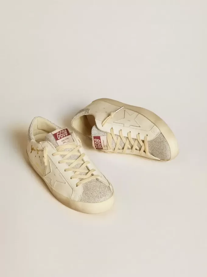 Super-Star LTD für Damen aus weißem Leder mit Swarovski-Mikrokristalleinsätzen
