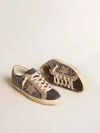 Super-Star LTD in grauem Nubukleder mit Swarovski-Perlen und Stern aus Wildleder
