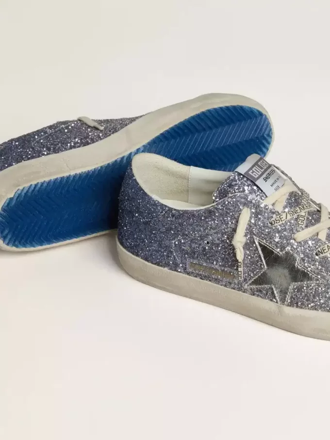Super-Star LTD in mehrfarbigem Glitzer mit silbernem Metallic-Lederstern Super-Star LTD in mehrfarbigem Glitzer mit silbernem Metallic-Lederstern