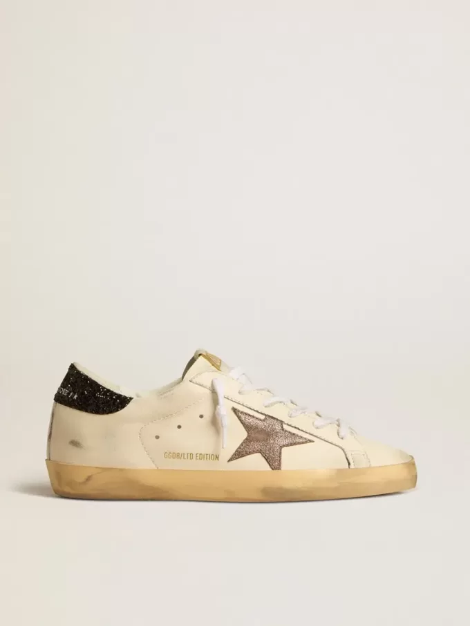 Super-Star LTD mit laminiertem Lederstern und schwarzer Glitzer-Fersenlasche Super-Star LTD mit laminiertem Lederstern und schwarzer Glitzer-Fersenlasche