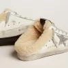 Super-Star Sabot für Damen aus weißem Leder mit Fleecefutter