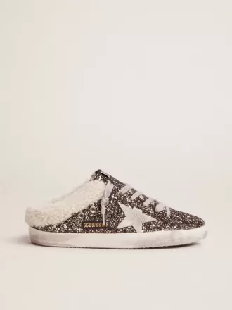 Super-Star Sabot für Damen mit Glitzer und Lammfellfutter