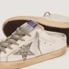 Super-Star Sabot mit platinfarbenem Glitzerstern und Zunge aus Wildleder