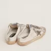 Super-Star Sabot mit platinfarbenem Glitzerstern und Zunge aus Wildleder