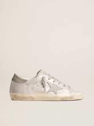Super-Star-Sneaker aus grau-weißem Leder mit Glitzereffekt und Lederstern Super-Star-Sneaker aus grau-weißem Leder mit Glitzereffekt und Lederstern