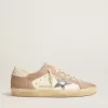 Super-Star-Sneaker für Damen aus rosa Wildleder mit silbermetallischem Lederstern Super-Star-Sneaker für Damen aus rosa Wildleder mit silbermetallischem Lederstern