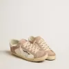 Super-Star-Sneaker für Damen aus rosa Wildleder mit silbermetallischem Lederstern Super-Star-Sneaker für Damen aus rosa Wildleder mit silbermetallischem Lederstern