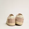 Super-Star-Sneaker für Damen aus rosa Wildleder mit silbermetallischem Lederstern Super-Star-Sneaker für Damen aus rosa Wildleder mit silbermetallischem Lederstern