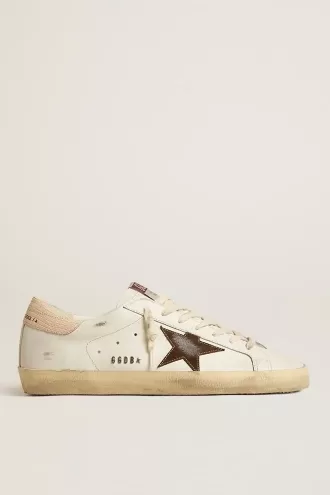 Super-Star-Sneaker für Herren mit braunem Wildlederstern und rosa Fersenlasche