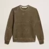 Sweatshirt aus Baumwolle in Buchefarbe mit Vintage-Effekt