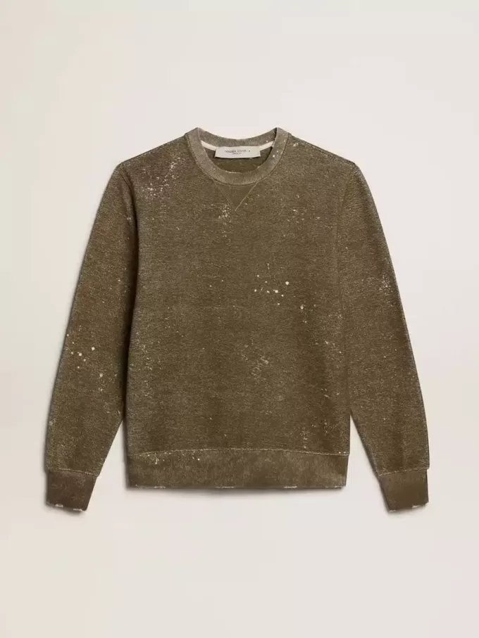 Sweatshirt aus Baumwolle in Buchefarbe mit Vintage-Effekt