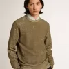 Sweatshirt aus Baumwolle in Buchefarbe mit Vintage-Effekt