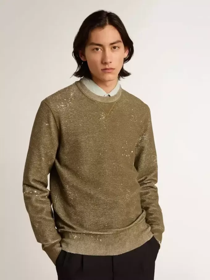 Sweatshirt aus Baumwolle in Buchefarbe mit Vintage-Effekt