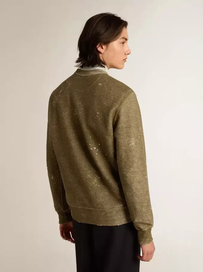 Sweatshirt aus Baumwolle in Buchefarbe mit Vintage-Effekt
