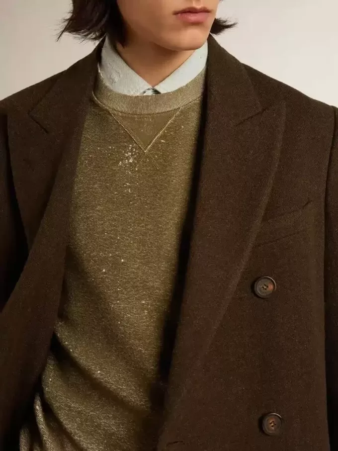 Sweatshirt aus Baumwolle in Buchefarbe mit Vintage-Effekt