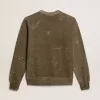 Sweatshirt aus Baumwolle in Buchefarbe mit Vintage-Effekt