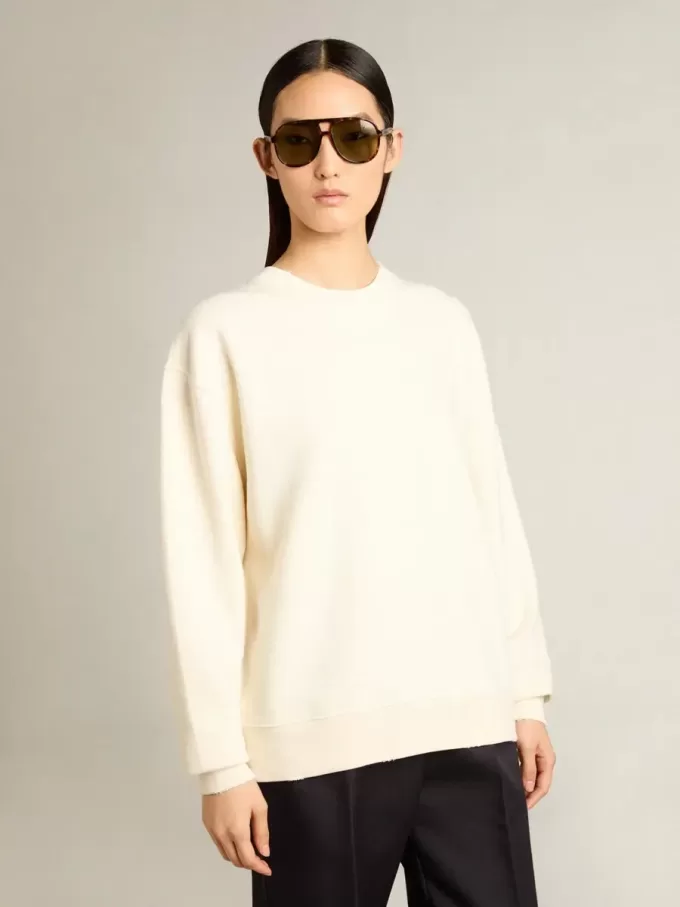 Sweatshirt in Altweiß mit umgekehrtem Logo auf der Rückseite – Jersey Capsule