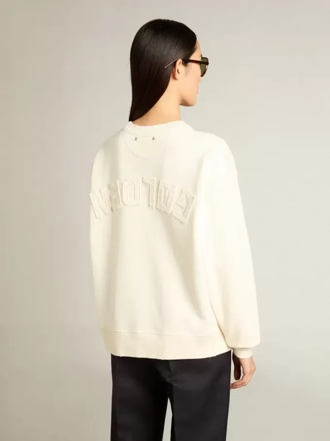 Sweatshirt in Altweiß mit umgekehrtem Logo auf der Rückseite – Jersey Capsule