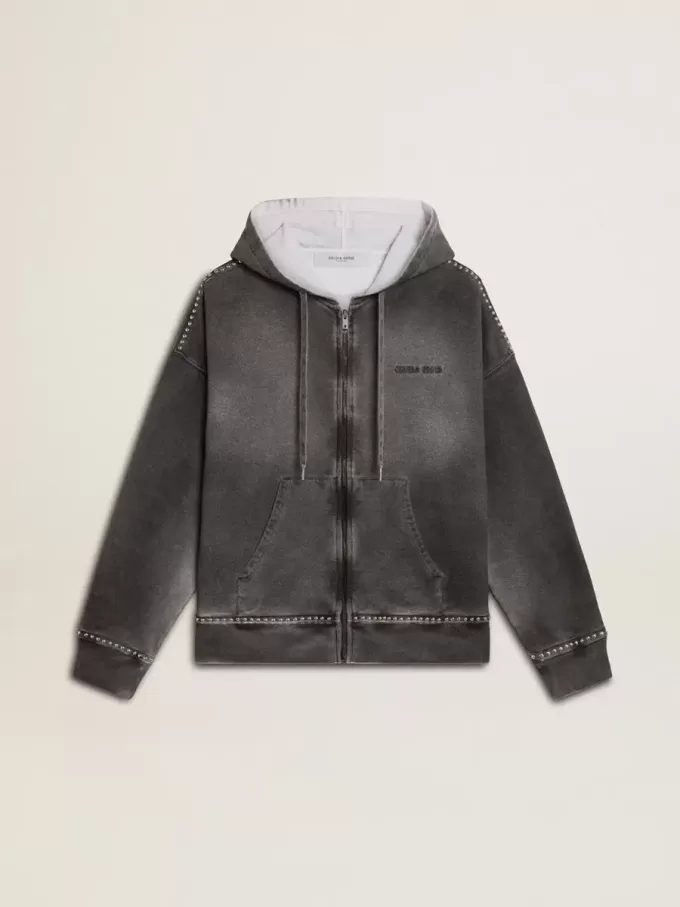 Sweatshirt in Anthrazit mit Sprüheffekt und Nieten Sweatshirt in Anthrazit mit Sprüheffekt und Nieten