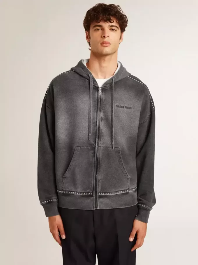 Sweatshirt in Anthrazit mit Sprüheffekt und Nieten Sweatshirt in Anthrazit mit Sprüheffekt und Nieten