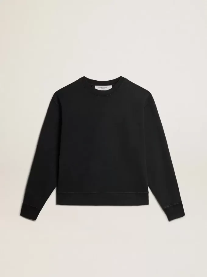 Sweatshirt in gewaschenem Schwarz mit umgekehrtem Logo auf der Rückseite – Jersey Capsule