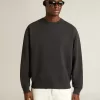 Sweatshirt in gewaschenem Schwarz mit umgekehrtem Logo auf der Rückseite – Jersey Capsule
