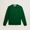 Sweatshirt mit Rundhalsausschnitt aus grünem Baumwollfleece