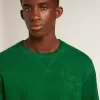 Sweatshirt mit Rundhalsausschnitt aus grünem Baumwollfleece