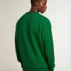 Sweatshirt mit Rundhalsausschnitt aus grünem Baumwollfleece