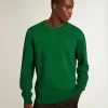 Sweatshirt mit Rundhalsausschnitt aus grünem Baumwollfleece