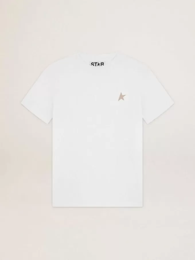 T-Shirt aus der White Star Collection mit goldenem Glitzerstern auf der Vorderseite