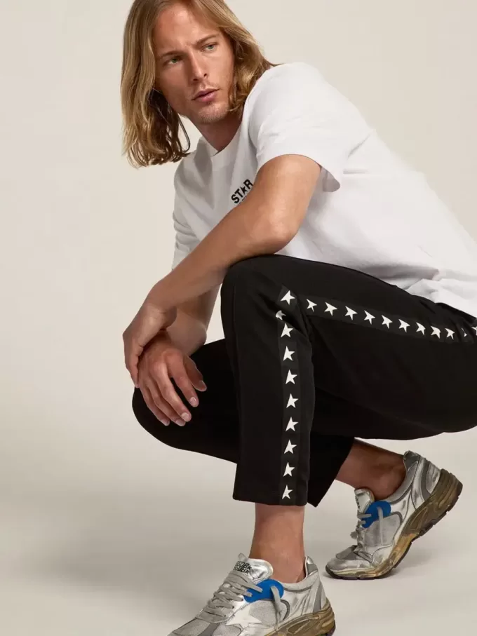 T-Shirt aus der White Star Collection mit kontrastierendem schwarzem Logo und Stern