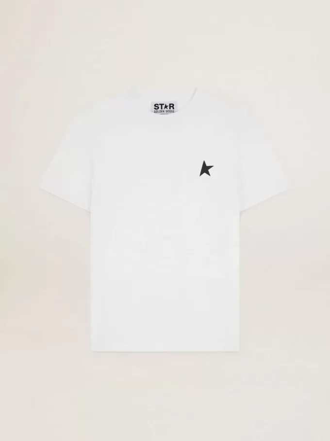 T-Shirt aus der White Star Collection mit schwarzem Stern auf der Vorderseite