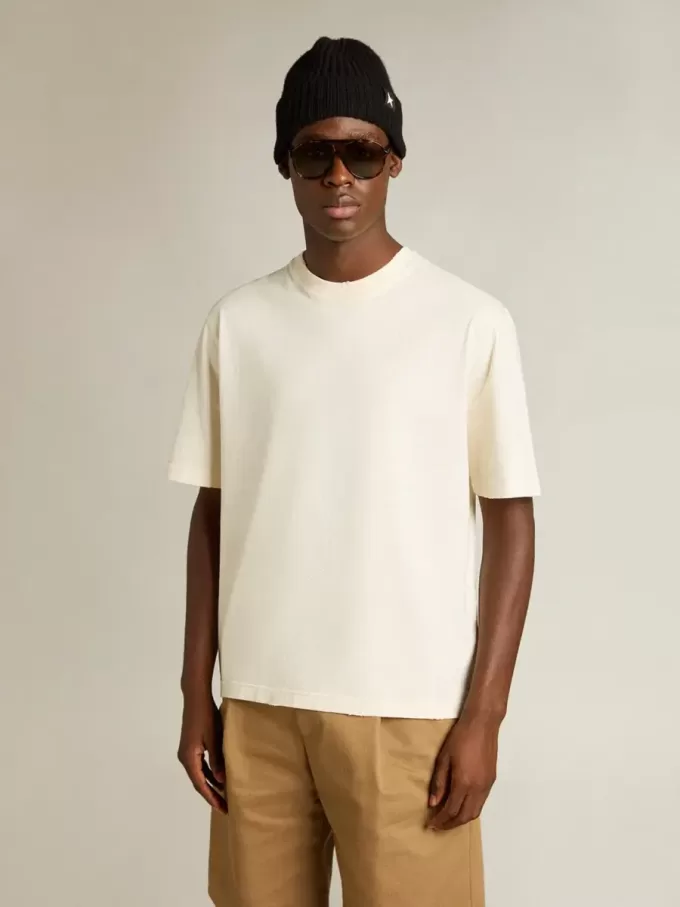T-Shirt in Altweiß mit umgekehrtem Logo auf der Rückseite – Jersey Capsule