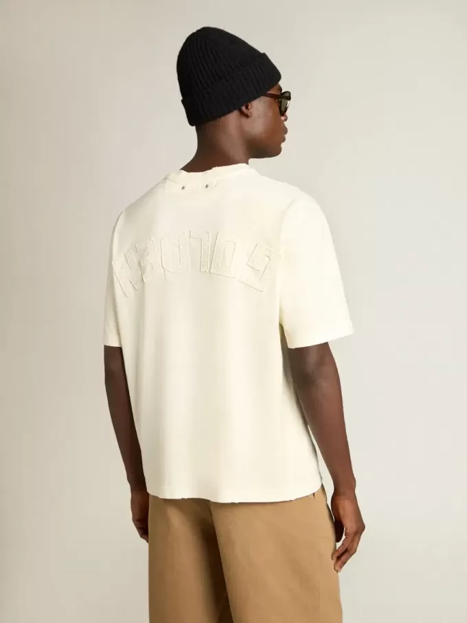 T-Shirt in Altweiß mit umgekehrtem Logo auf der Rückseite – Jersey Capsule
