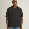 T-Shirt in gewaschenem Schwarz mit umgekehrtem Logo auf der Rückseite – Jersey Capsule