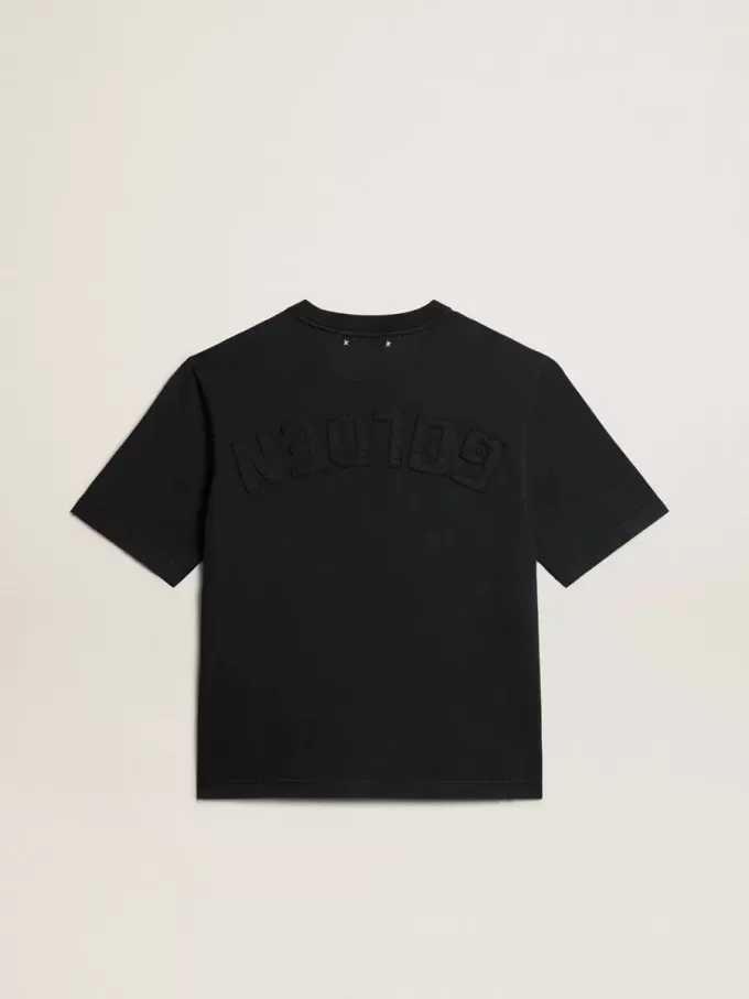 T-Shirt in gewaschenem Schwarz mit umgekehrtem Logo auf der Rückseite – Jersey Capsule