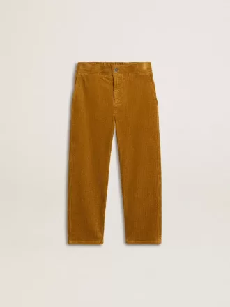 Tabakfarbene Chino-Hose für Jungen mit Stickerei