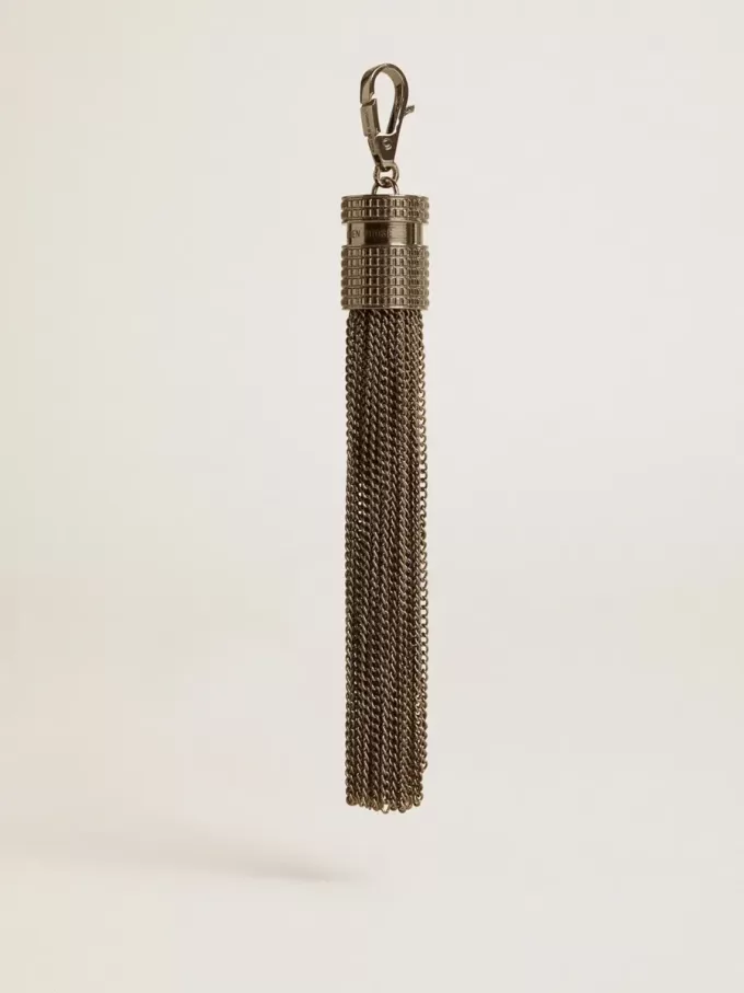 Tassel-förmiger Anhänger aus silberfarbenem Messing mit Kristallen