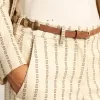 Trinidad-Gürtel aus gealtertem hellbraunem Leder mit goldenen Maxi-Nieten