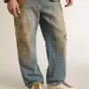True-Star für Herren aus weißem Nappaleder mit goldfolienbeschichtetem Lederstern und beigem Wildleder-Fersenriemen