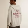 Unisex-Kapuzenpullover aus Baumwolle mit Aufdruck auf der Rückseite