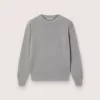 Unisex-Pullover für Kinder in grau meliertem Rippstrick mit Logo auf der Rückseite