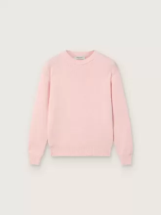 Unisex-Pullover für Kinder in Rosa mit Rippstrick und Golden-Logo auf der Rückseite